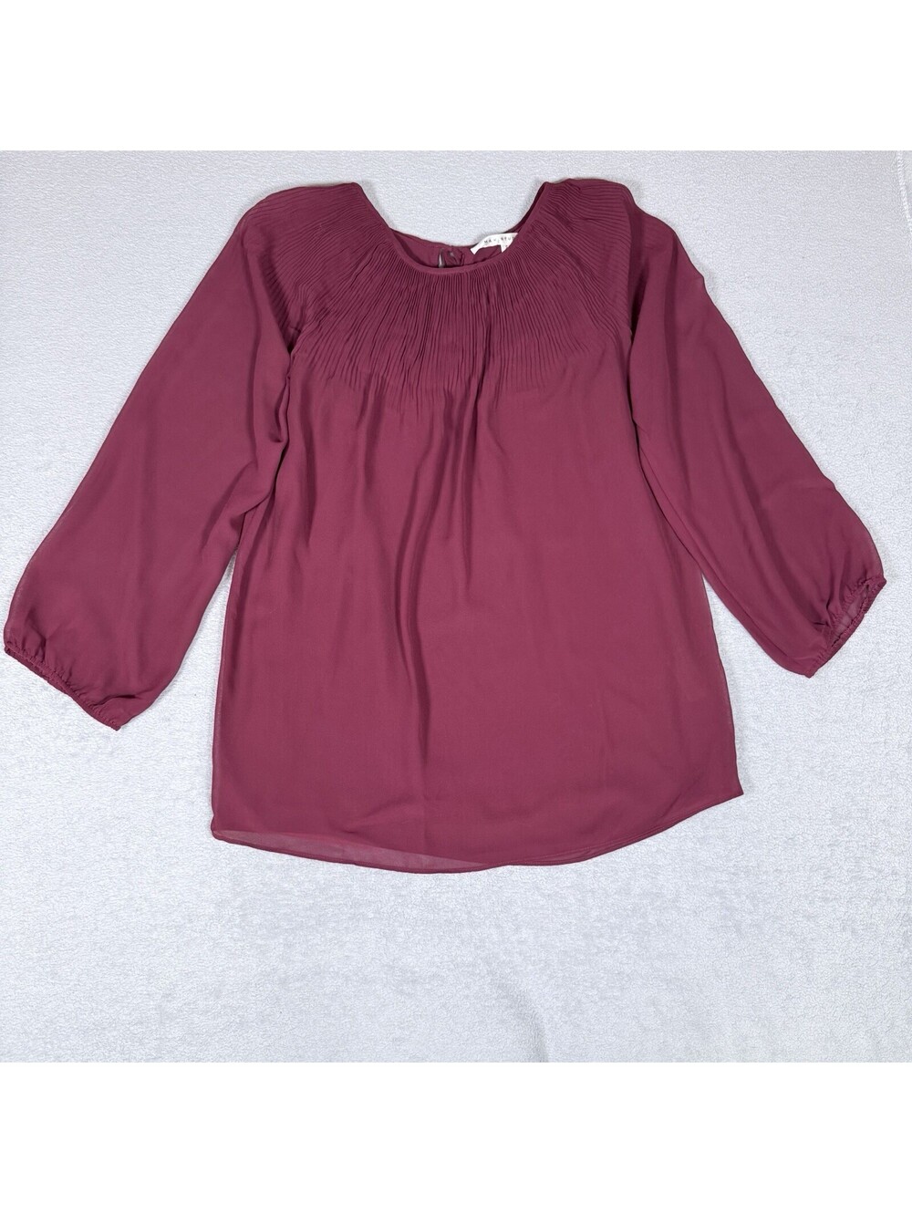 Max Studio burgundy red pleated peasant blouse - Size S